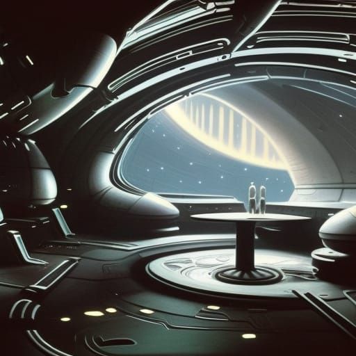 Alien Starship Interior Concept Art, Detailed Matte Painting