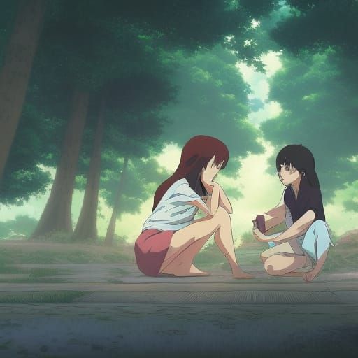 Anime Girls in Ghibli Style, 8k Resolution