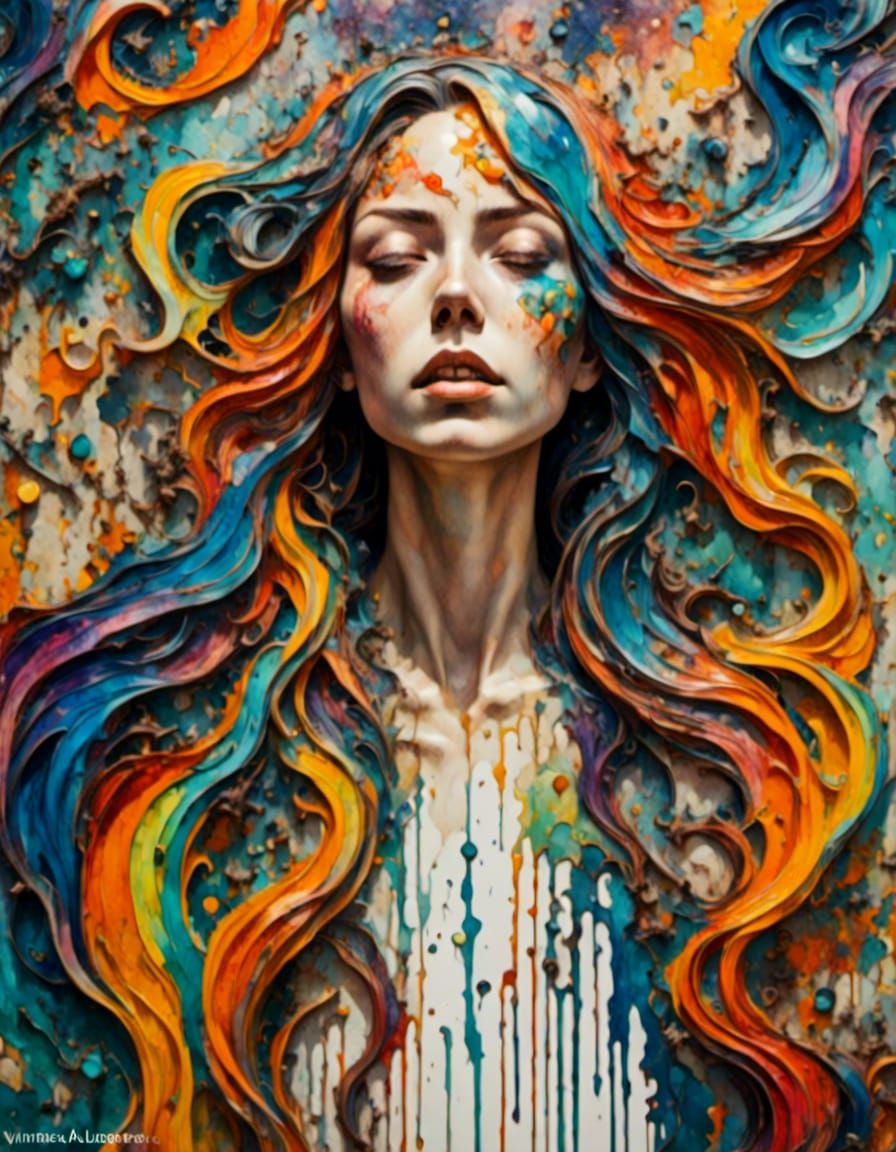 Vibrant Multicolor Rainbow in Neosurreal Impasto Style