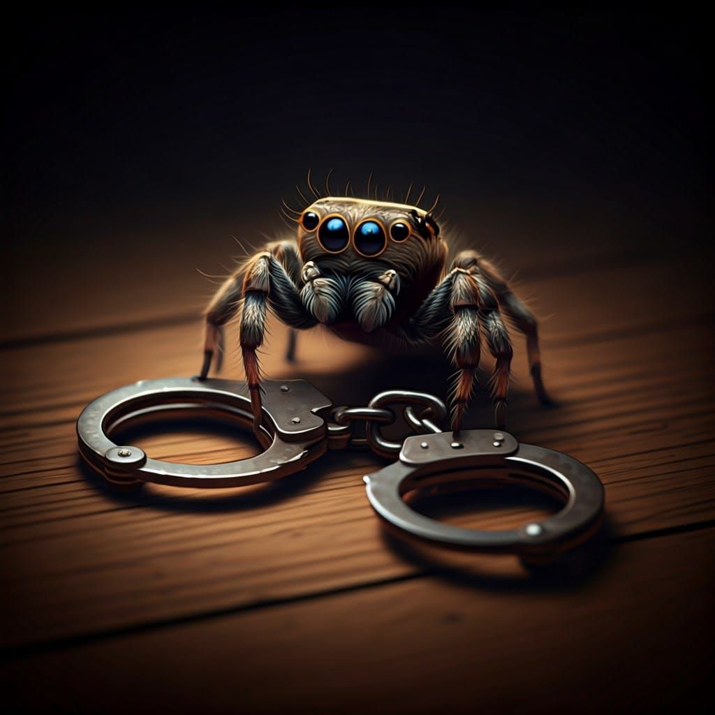 Adorable Spider Trapped: Photorealistic 3D Rendering