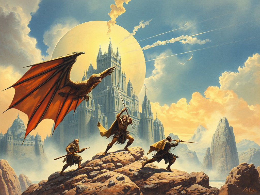 Feudal Warrior Defends Fortress in Fantasy Art Style