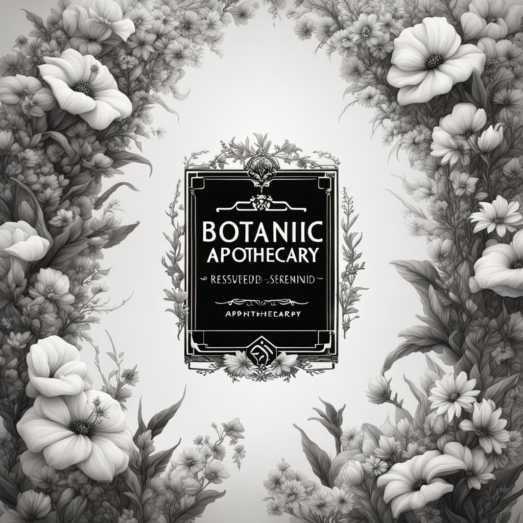 Botanic Apothecary Logo with Floral Design in Matte Painting