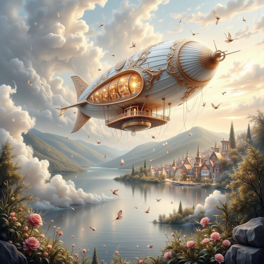 Whimsical Airship Romantic Getaway Over Scenic Route