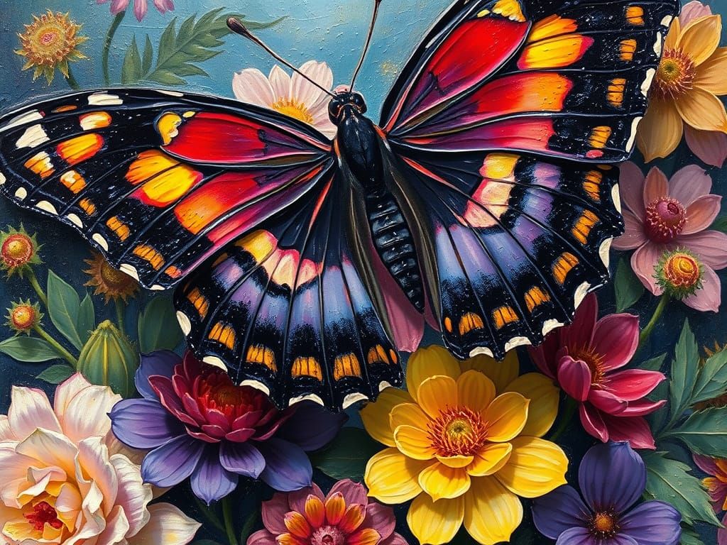 Majestic Swallowtail Butterfly in Vibrant Oil Painting