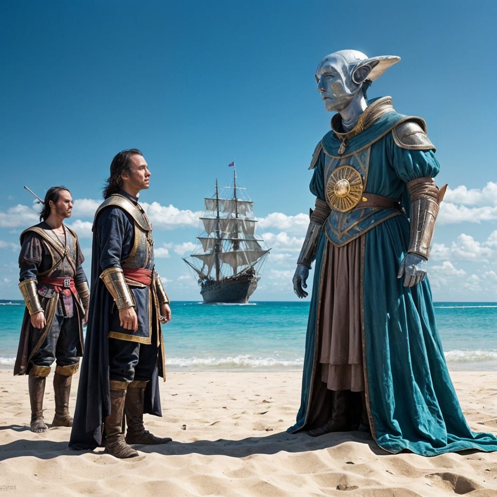 Columbus's Extraterrestrial Encounter: A Hyperrealistic Phot...