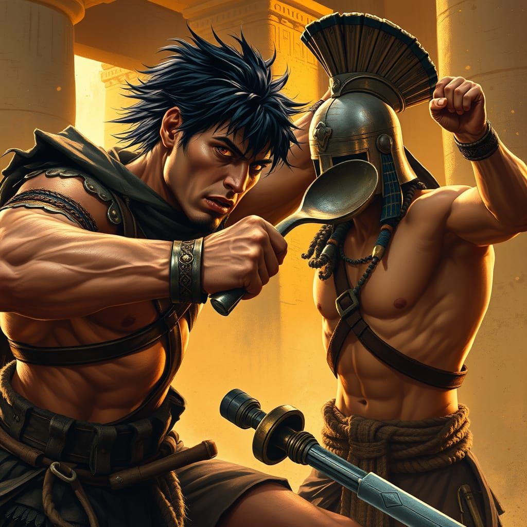 Ancient Egyptian Warrior in Gritty Combat