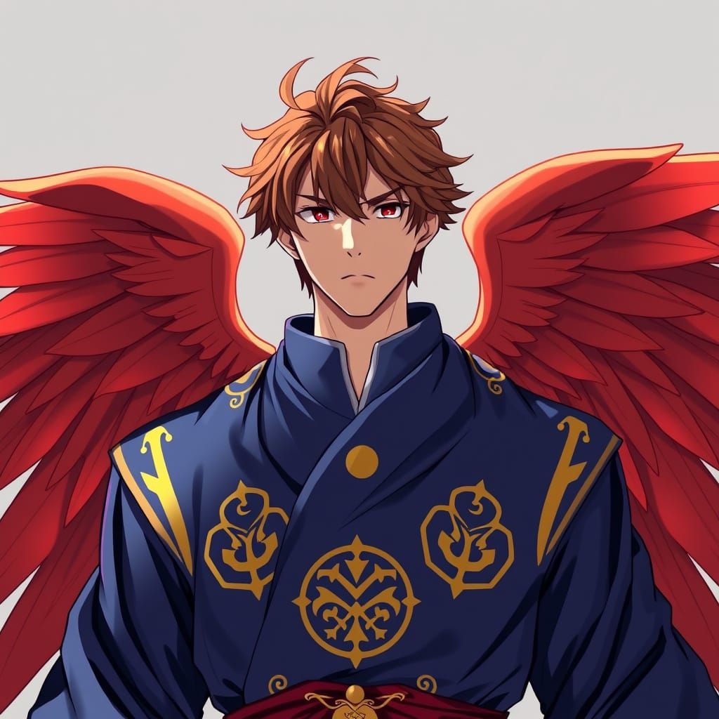 Cyberpunk Anime Warrior with Wings