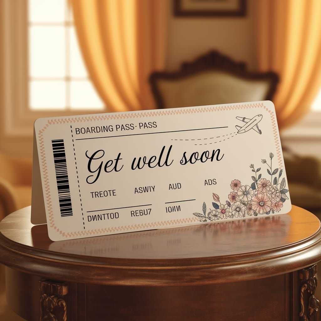 Get Well Soon Boarding Pass in Golden Light