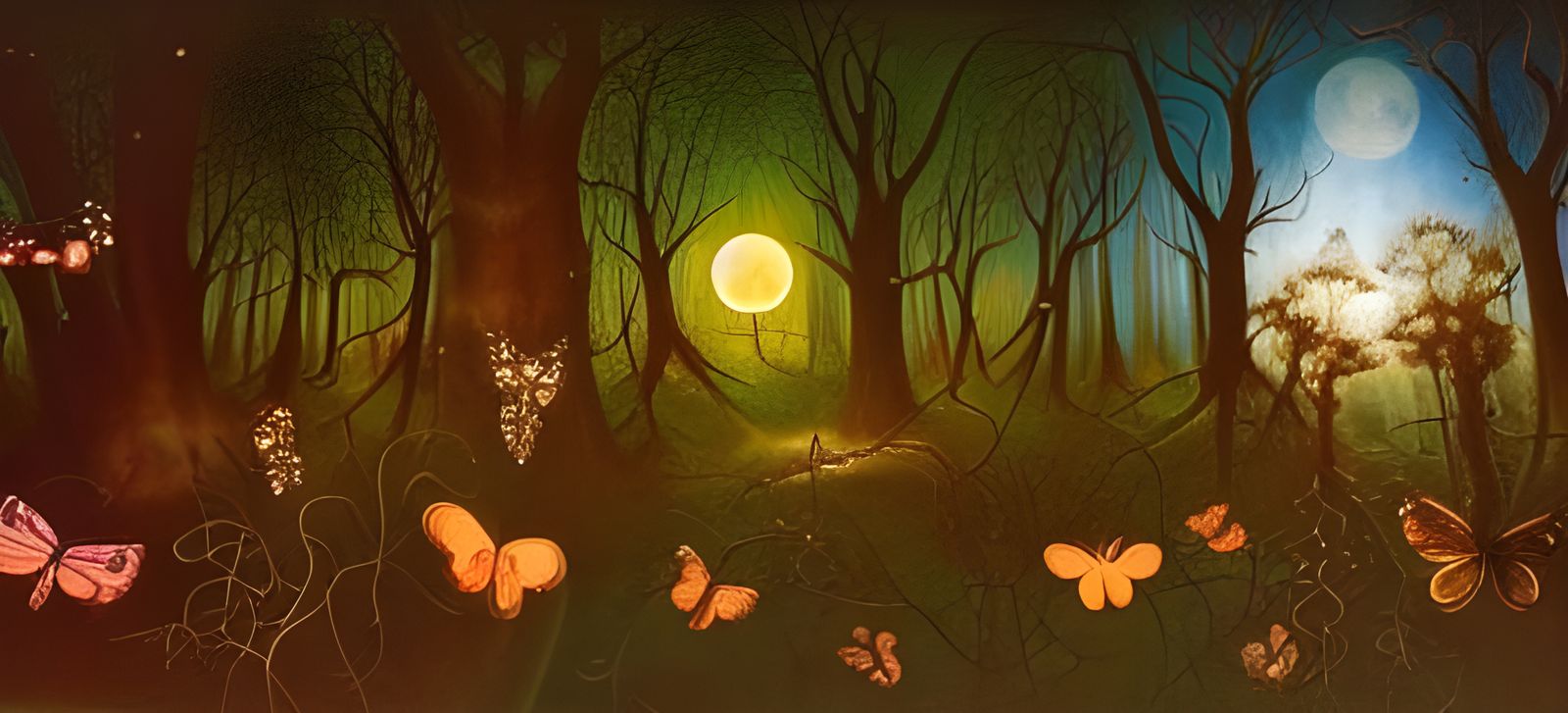 Magical Night Forest with Glowing Fungi