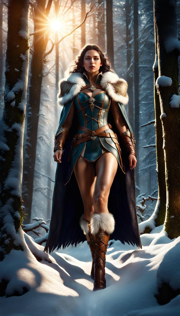 Wood Elf Huntress in Snowy Woods