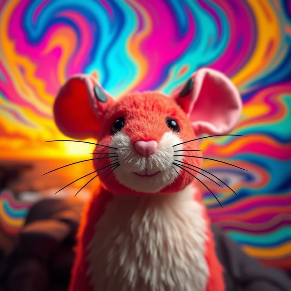 Plush Mouse in Pop Surrealist Style