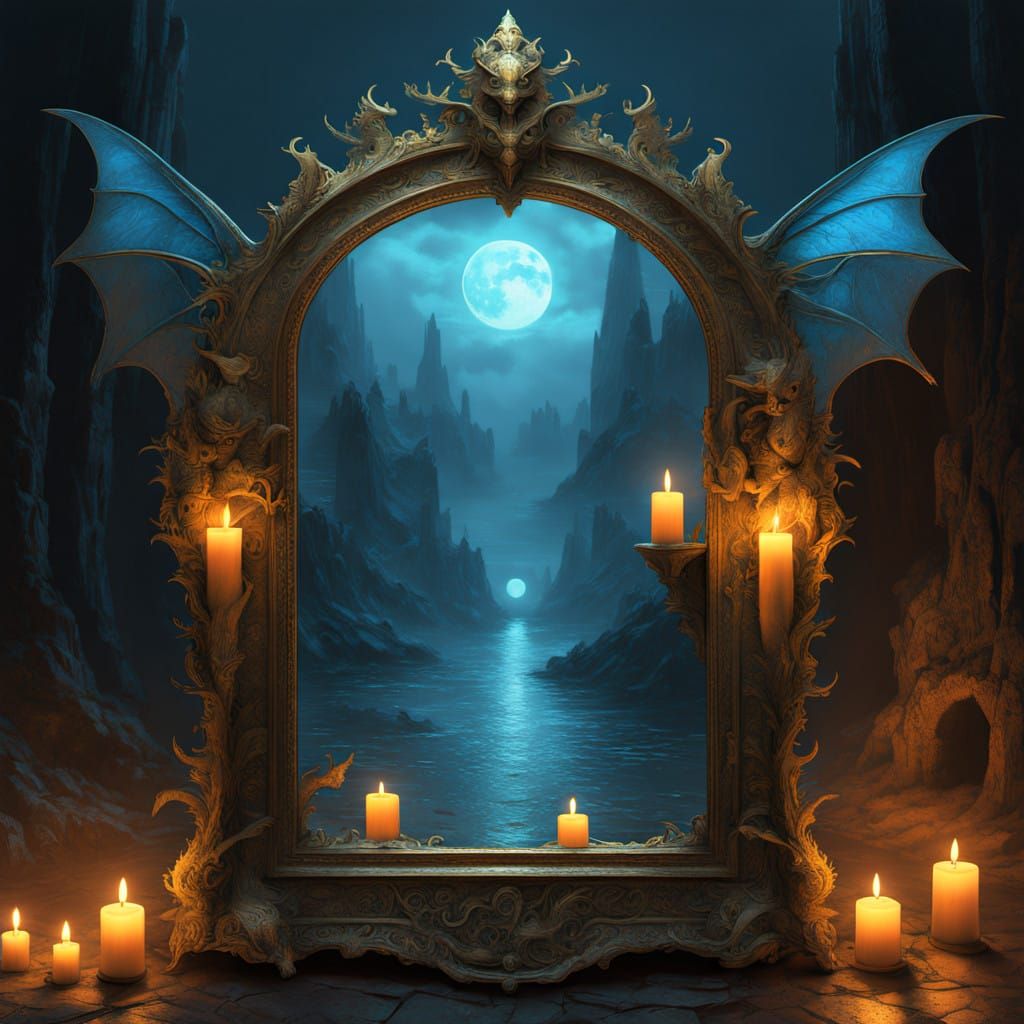 Ethereal Elvin Mirror with Holographic Dragon