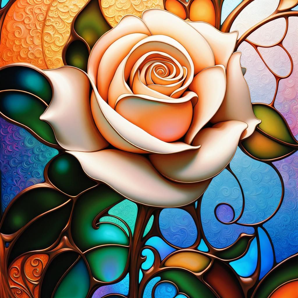 Decorative Stained Glass Rose