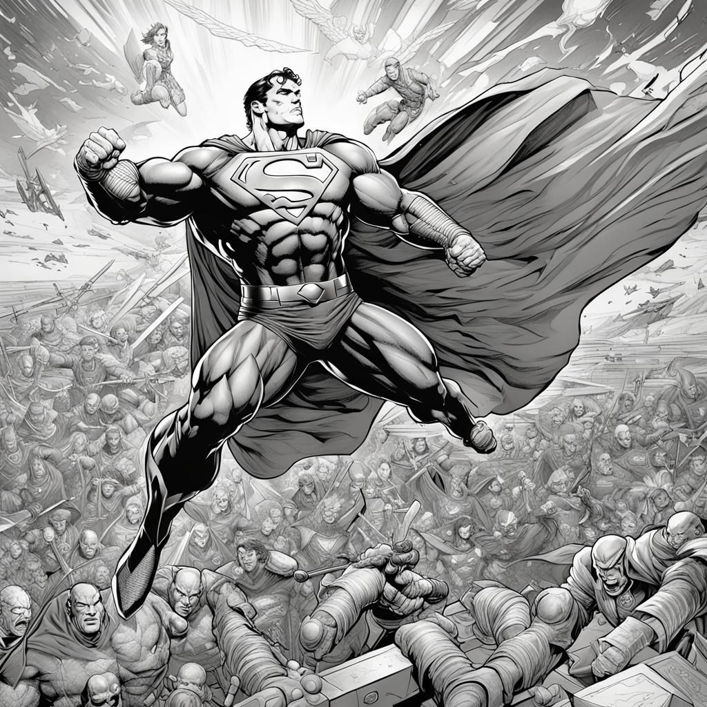 Superman Battle Scene in Graphic Art Style