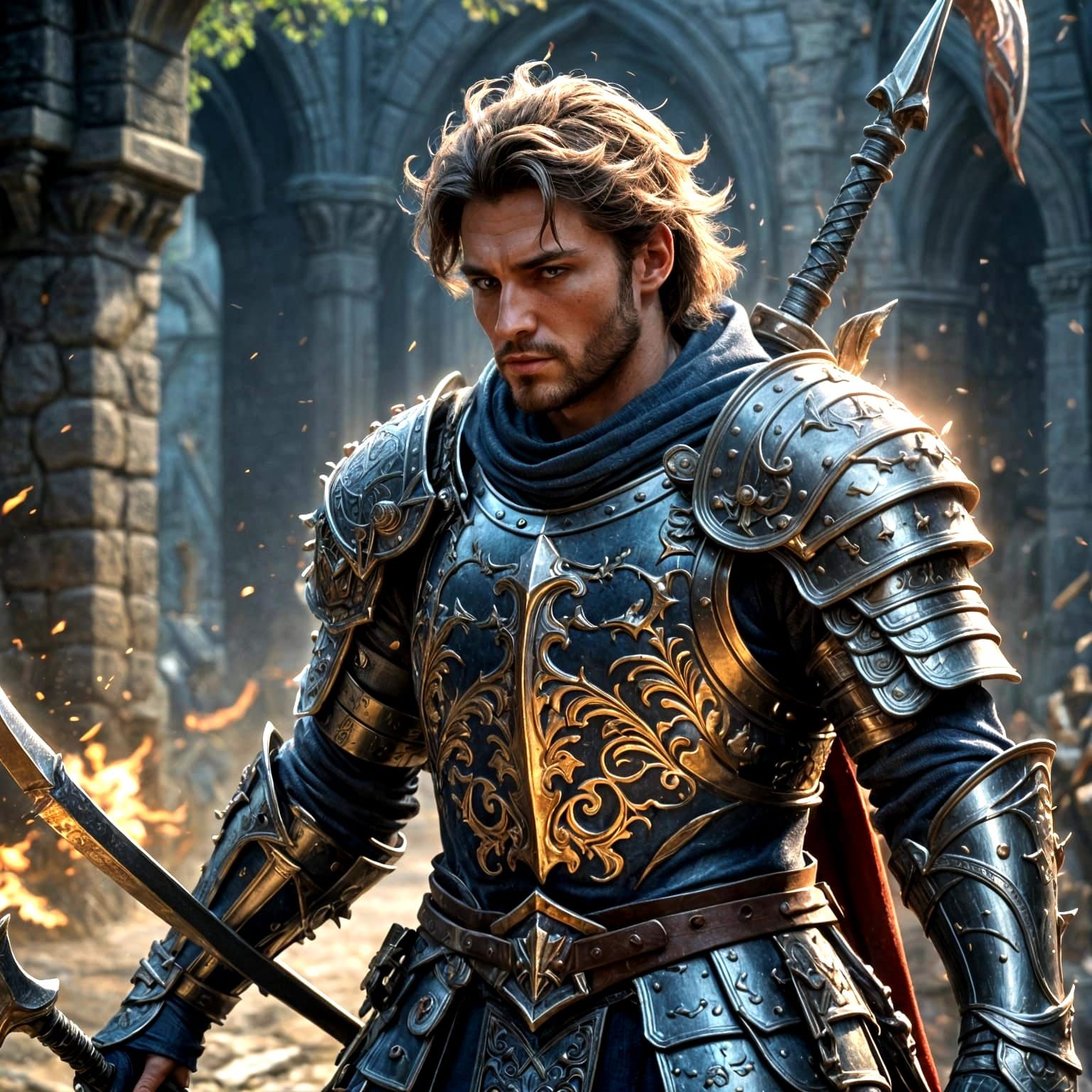 Epic Medieval Knight in Whimsical Battle