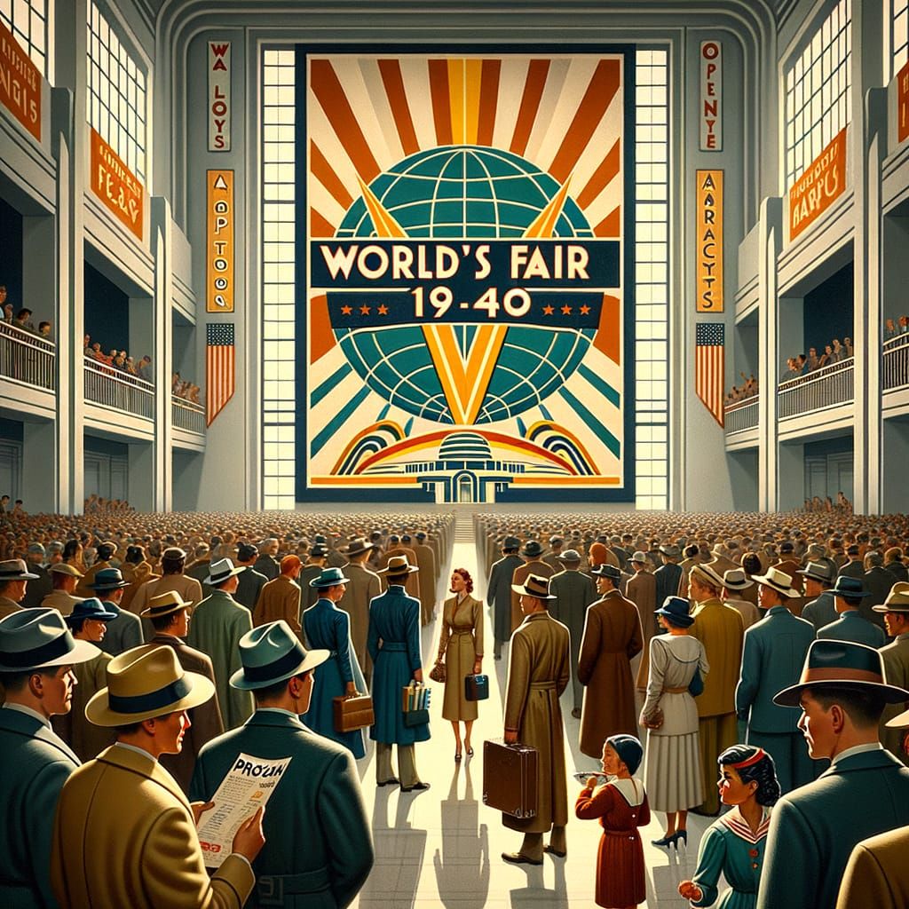 Vintage World's Fair Poster 1940 Scene