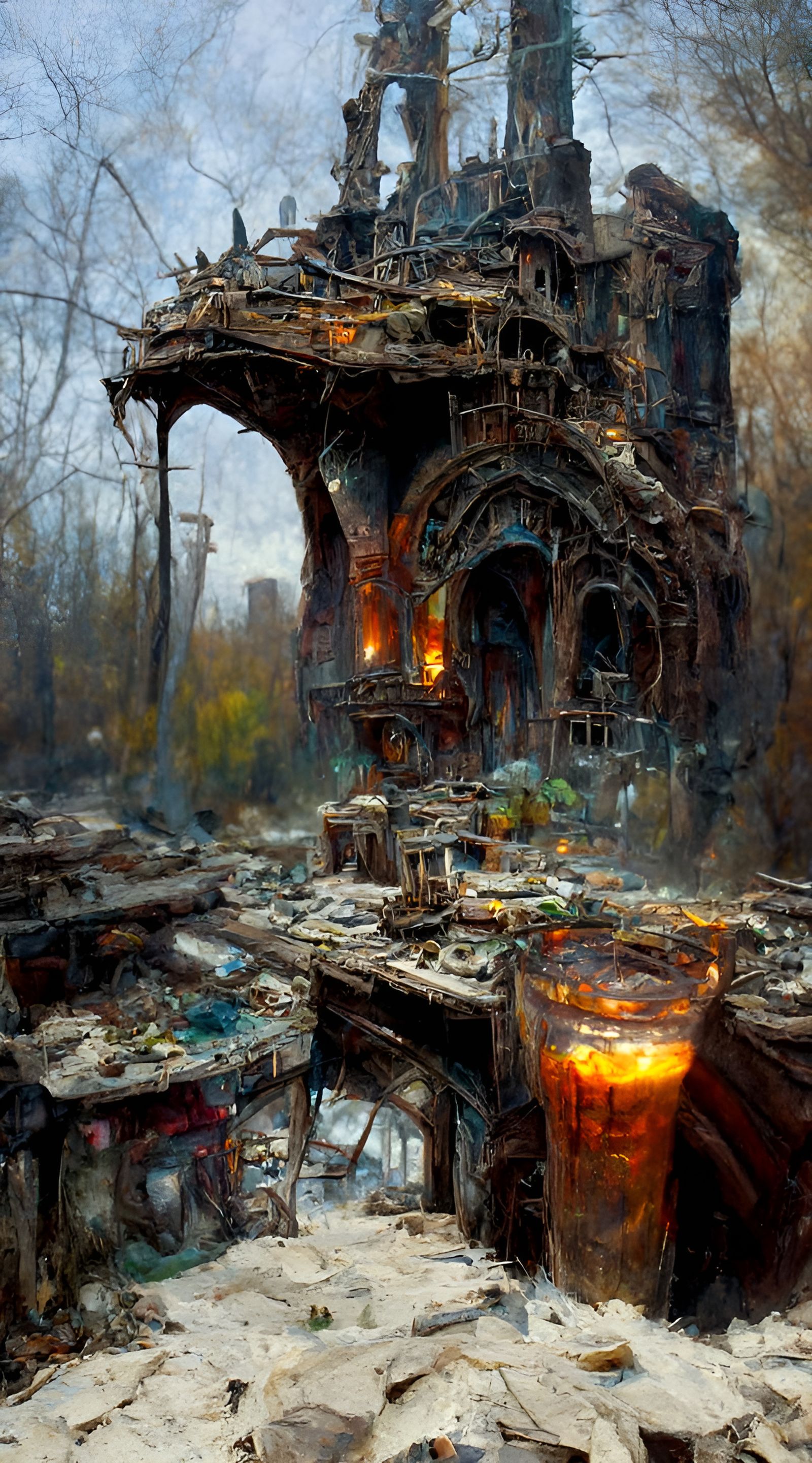 Otherworldly Portal Beckons from Ruined Cafe