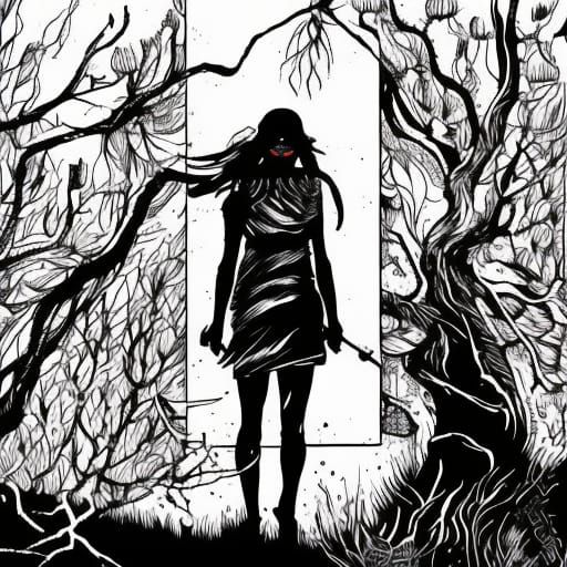 Monochrome Horror: Girl in Dead Forest
