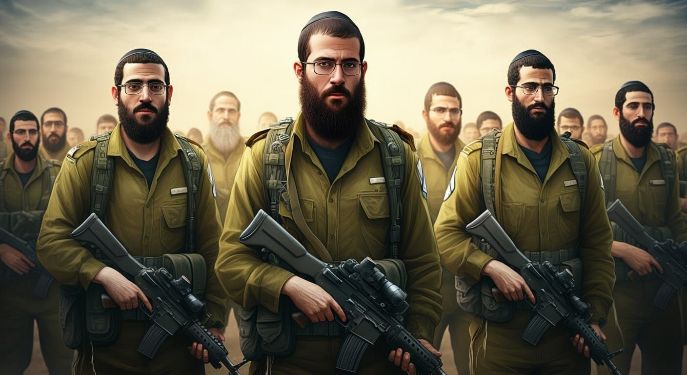Hasidic IDF Platoon in Digital Comic Style