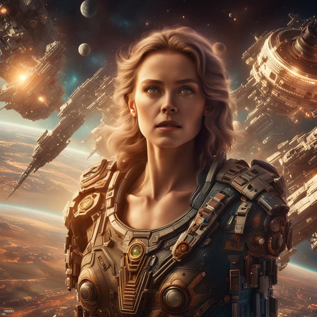 Beautiful Woman in Space: Digital Matte Painting