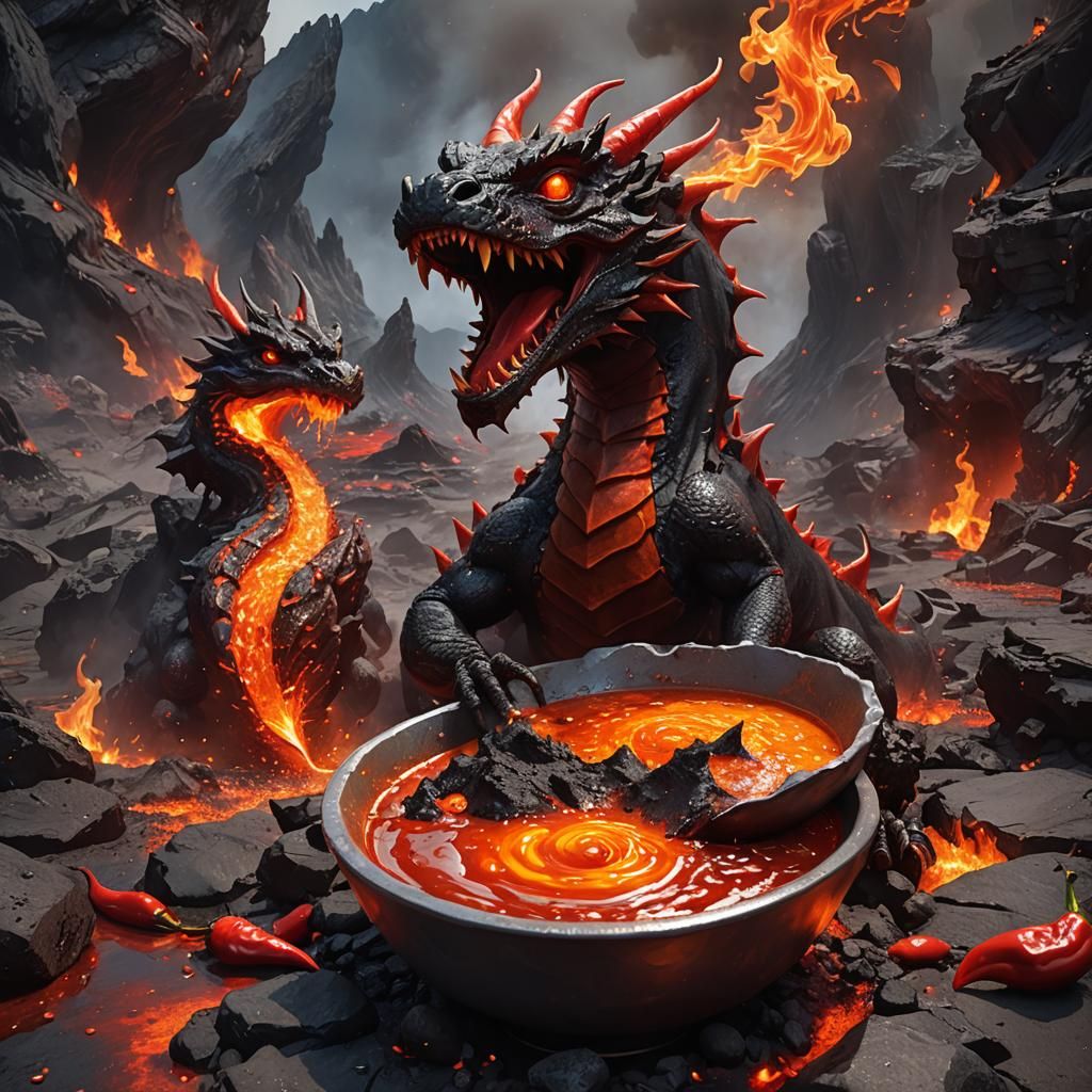Fiery Dragon and Pepper Feast on Lava