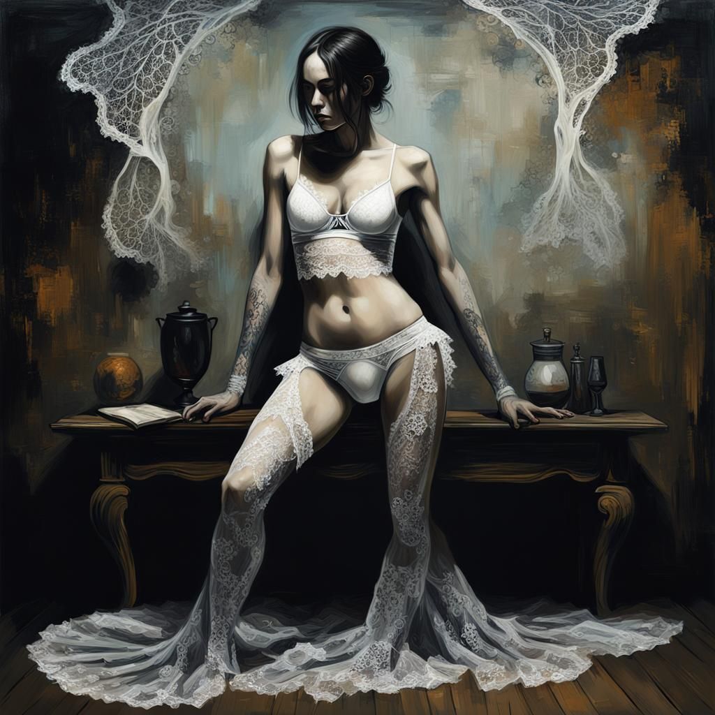 Courtesan in Cyberpunk City: Dark Fantasy Digital Art