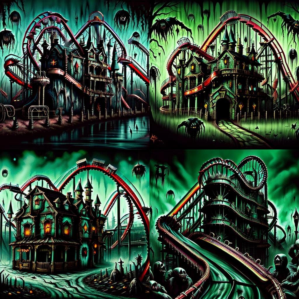 Horror Theme Park Rollercoaster with Fairy Elements