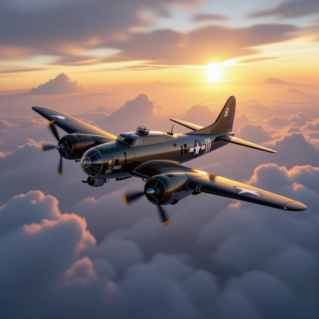 B-17 Flying Fortress in Dramatic Aerial Flight