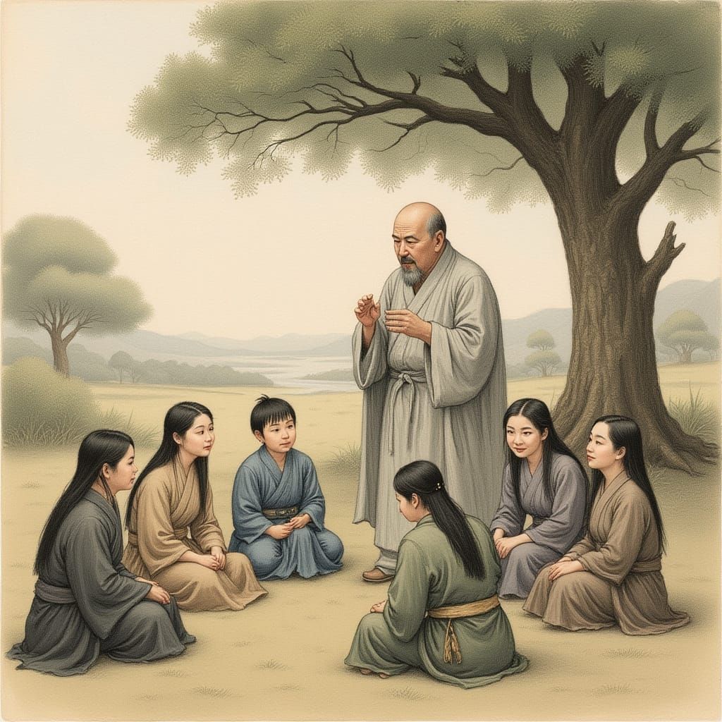 Scholar Teaches Students Under Ancient Willow in Classical C...