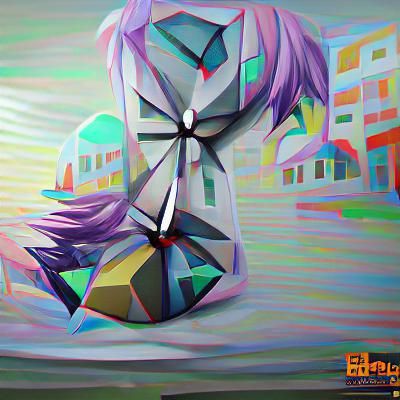 Anime Clock Bomb in Iridescent Low Poly Style