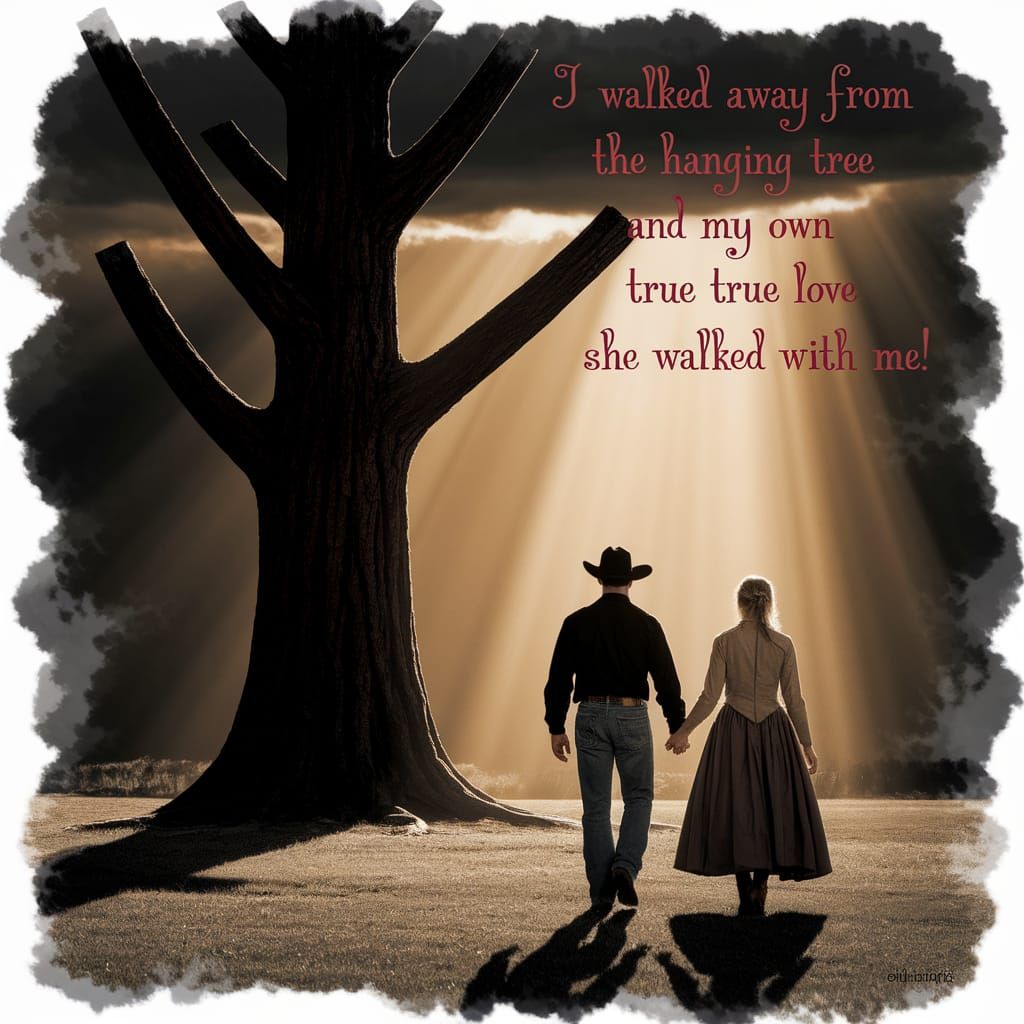 Ominous Dark Brown Tree Silhouette in Golden Sunset