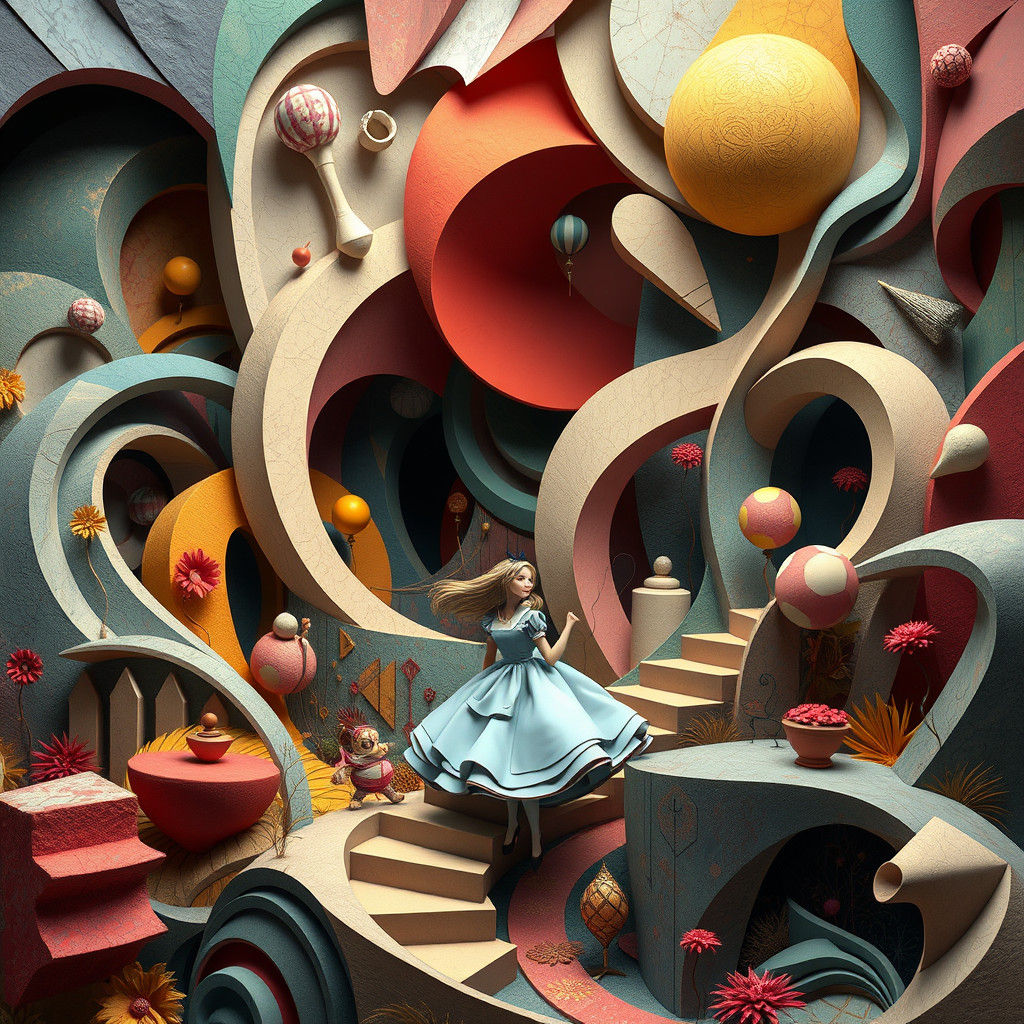 Alice in Wonderland: A Cubist Art Deco Dream