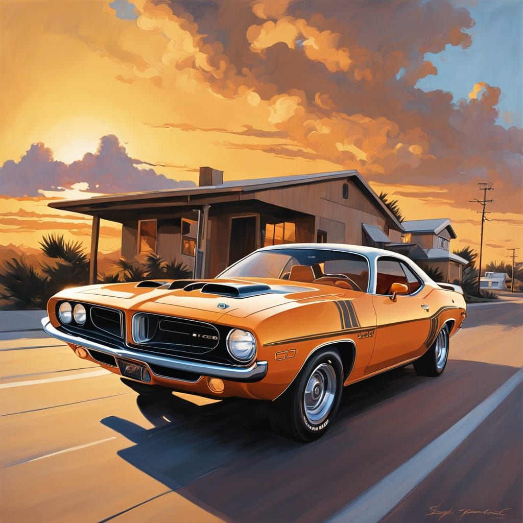 1971 Plymouth Barracuda in Dynamic Automotive Art