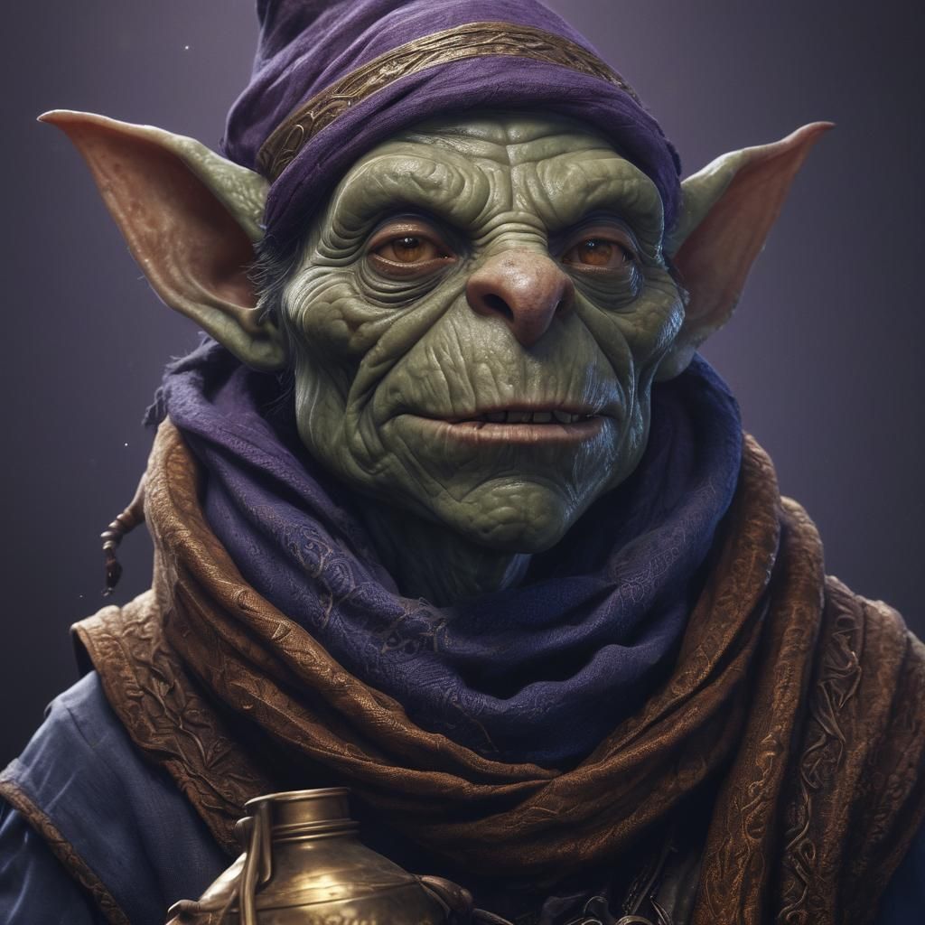 Goblin Alchemist Portrait in Dark Fantasy Style