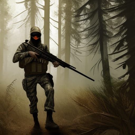 Sunrise Sniper Portrait in Hyperdetailed Style