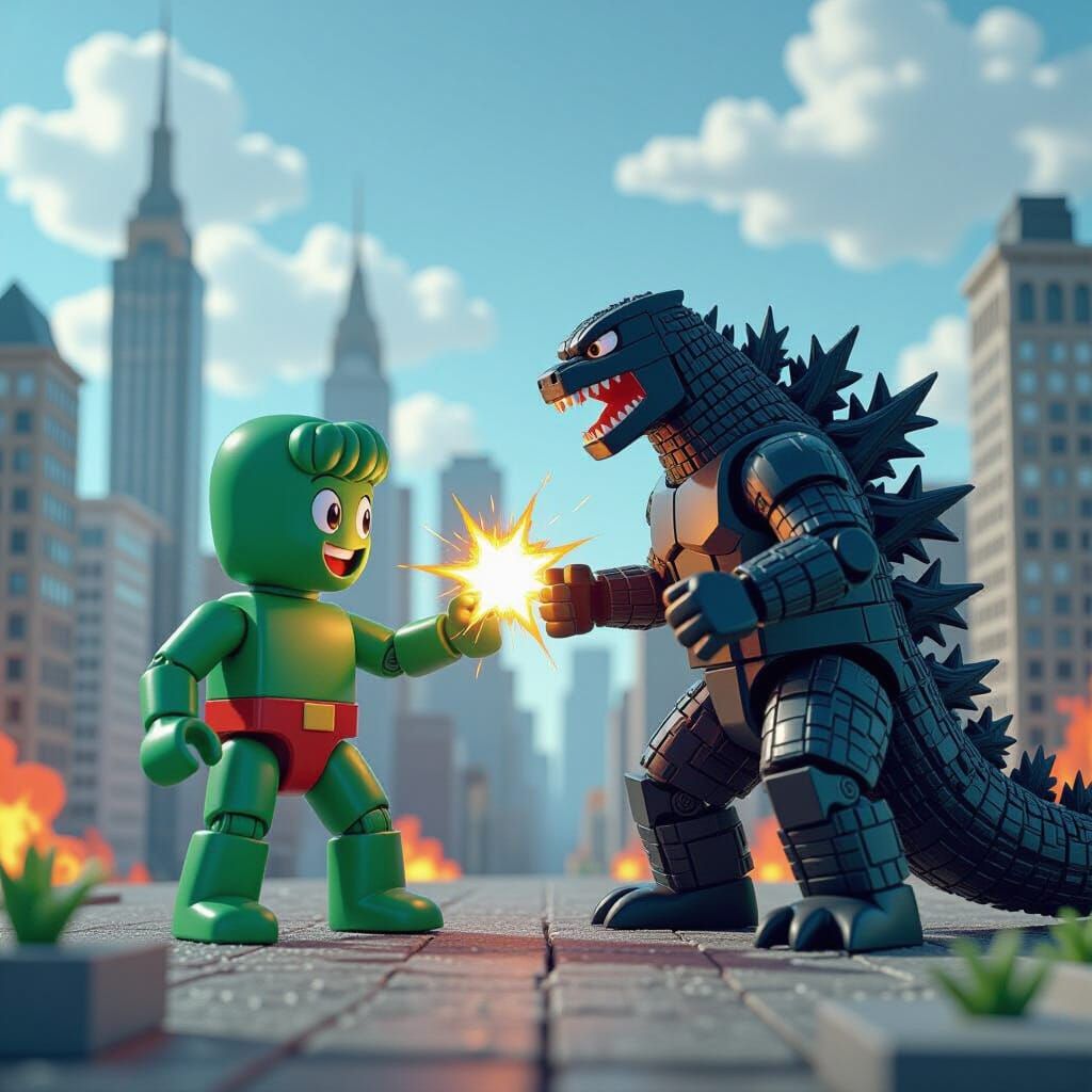 Gumby vs Godzilla Epic City Battle
