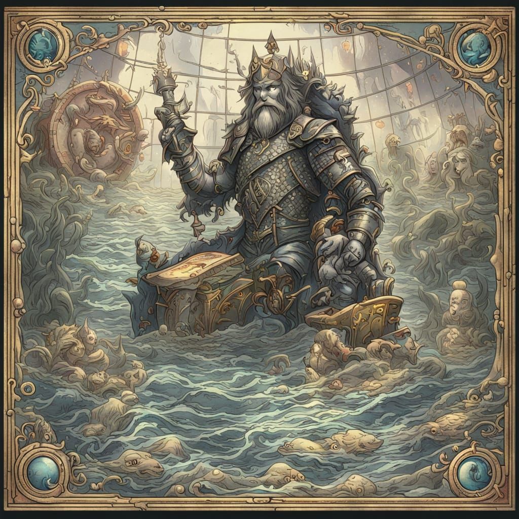 Underwater Chess Game Between Neptune and Vodyanoy