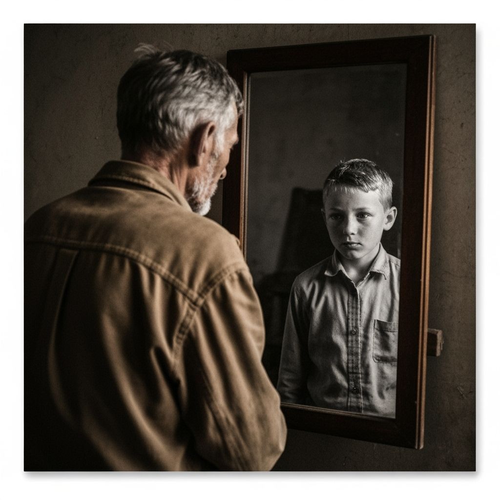 Melancholic Old Man and Youthful Reflection