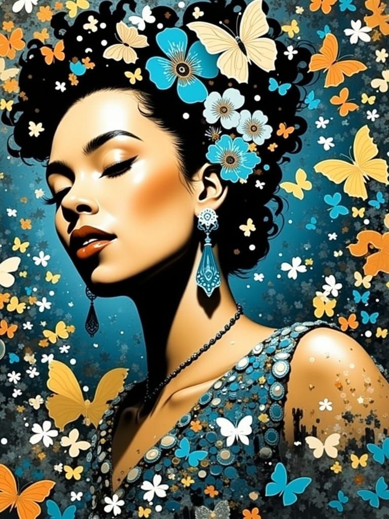 Billie Holiday Sings Blues in Whimsical Mosaic Wonderland