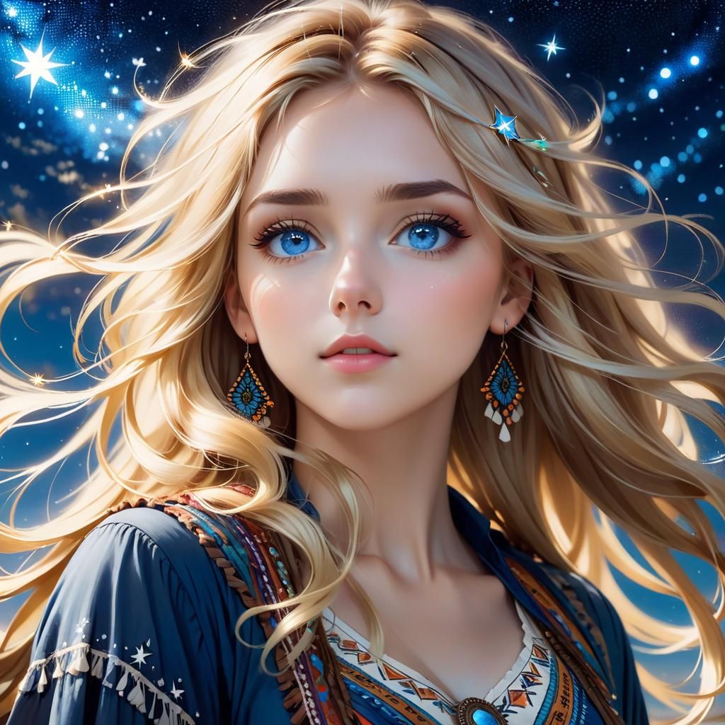 Bohemian Girl with Starlight Eyes by WLOP