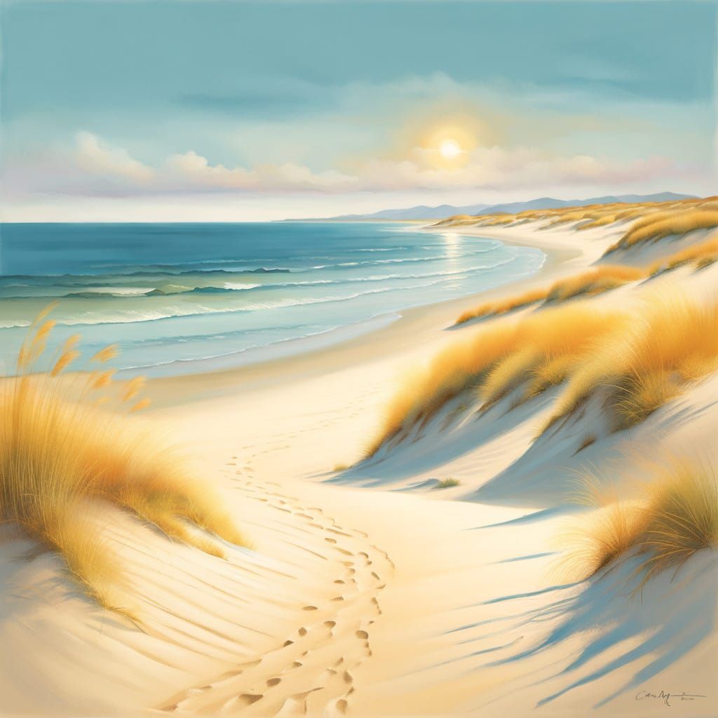 Sunny Seaside Scene with Happy Family