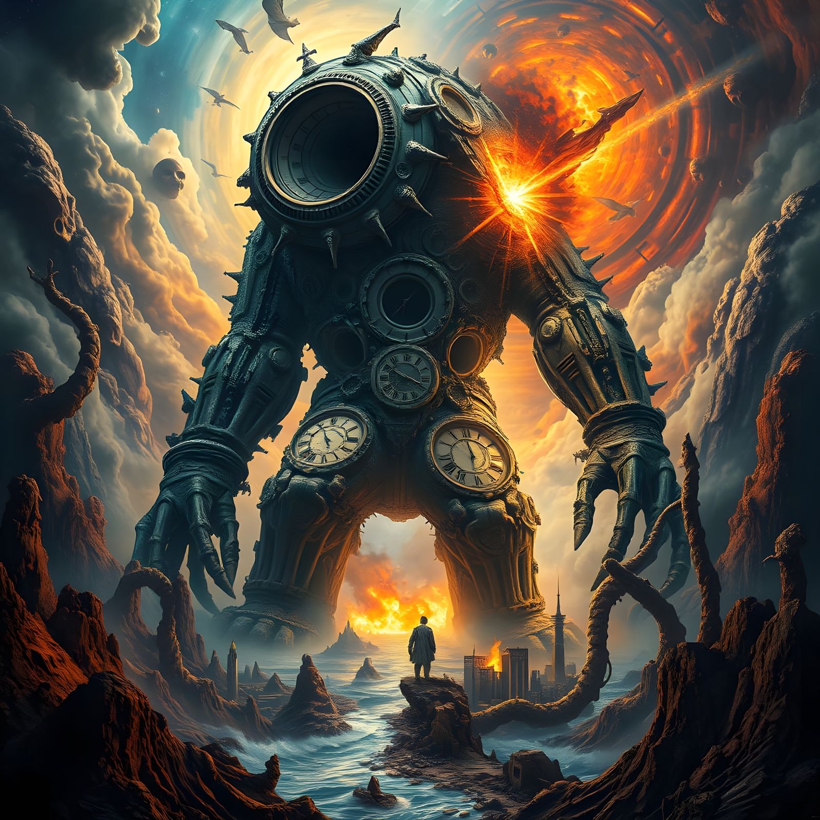 Cosmic Titan of Time's Destruction and Rebirth