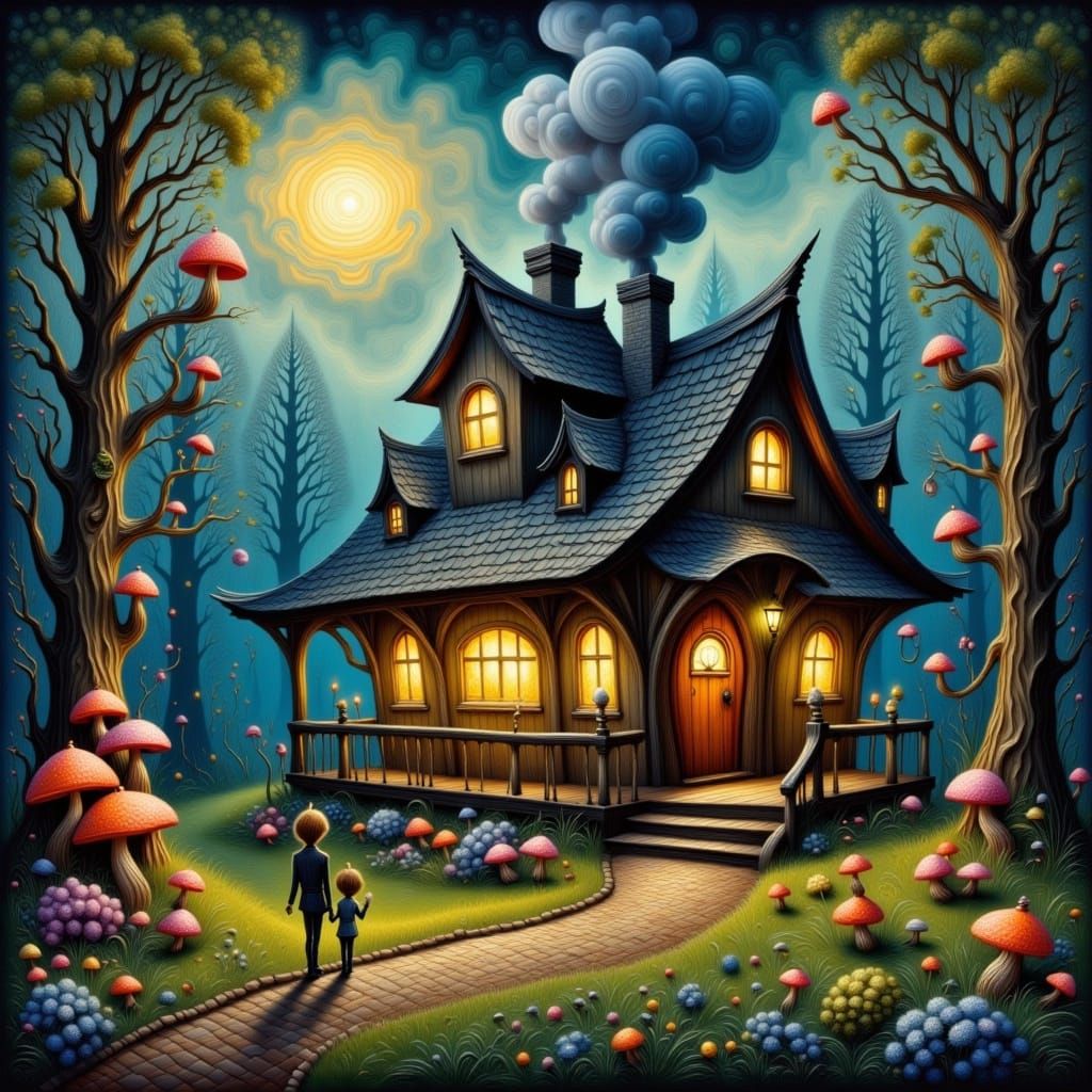 Heart-Shaped Cottage in Twilight Forest Glade