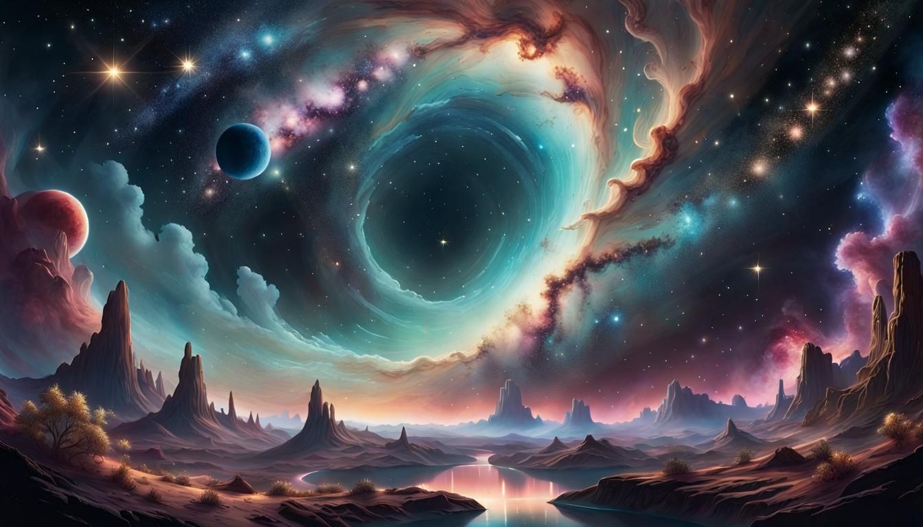 Expansive Starry Night Skies and Distant Galaxies