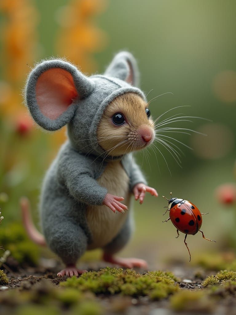 Mouse in Elephant Costume Intimidates Ladybug