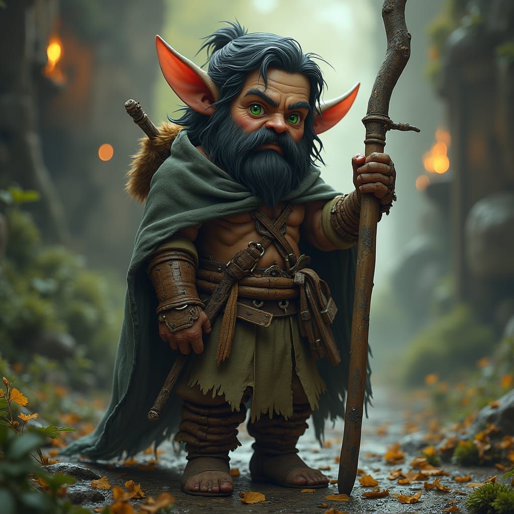Gnome Artificer in Neolithic Age: Fantasy Concept Art