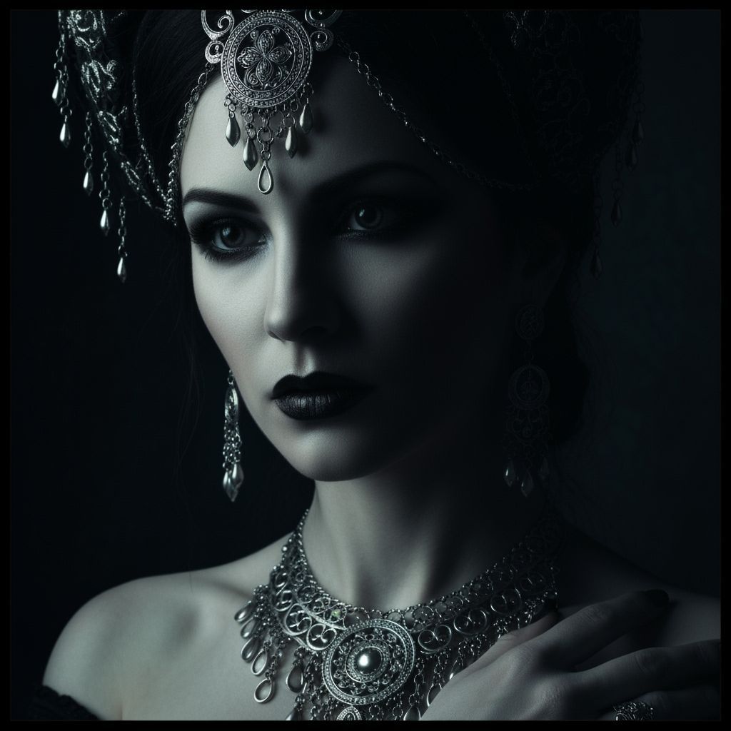 Goth Woman Portrait in Dark Romanticism Style