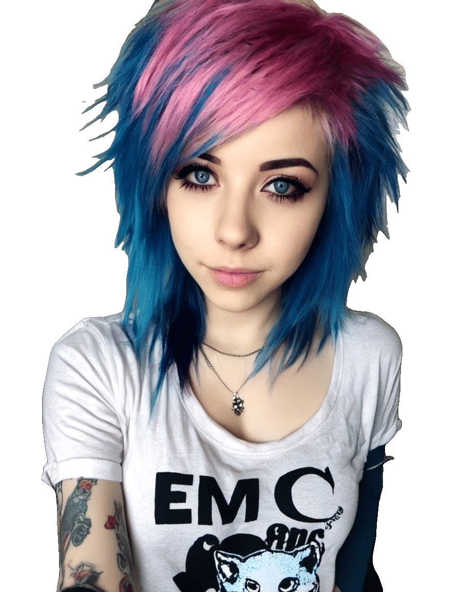Realistic Photo of an Emo Girl with Pink Hair