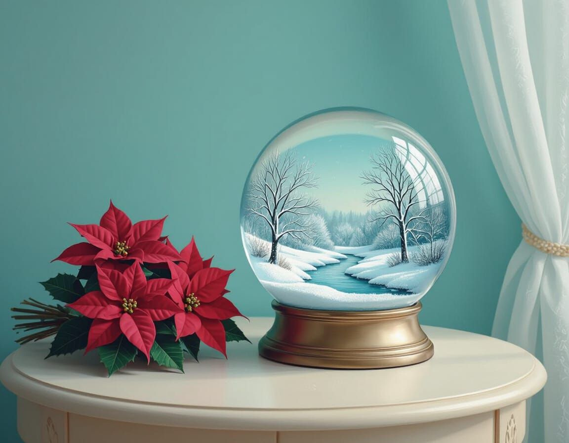 Snow Globe with Frosty Stream Landscape