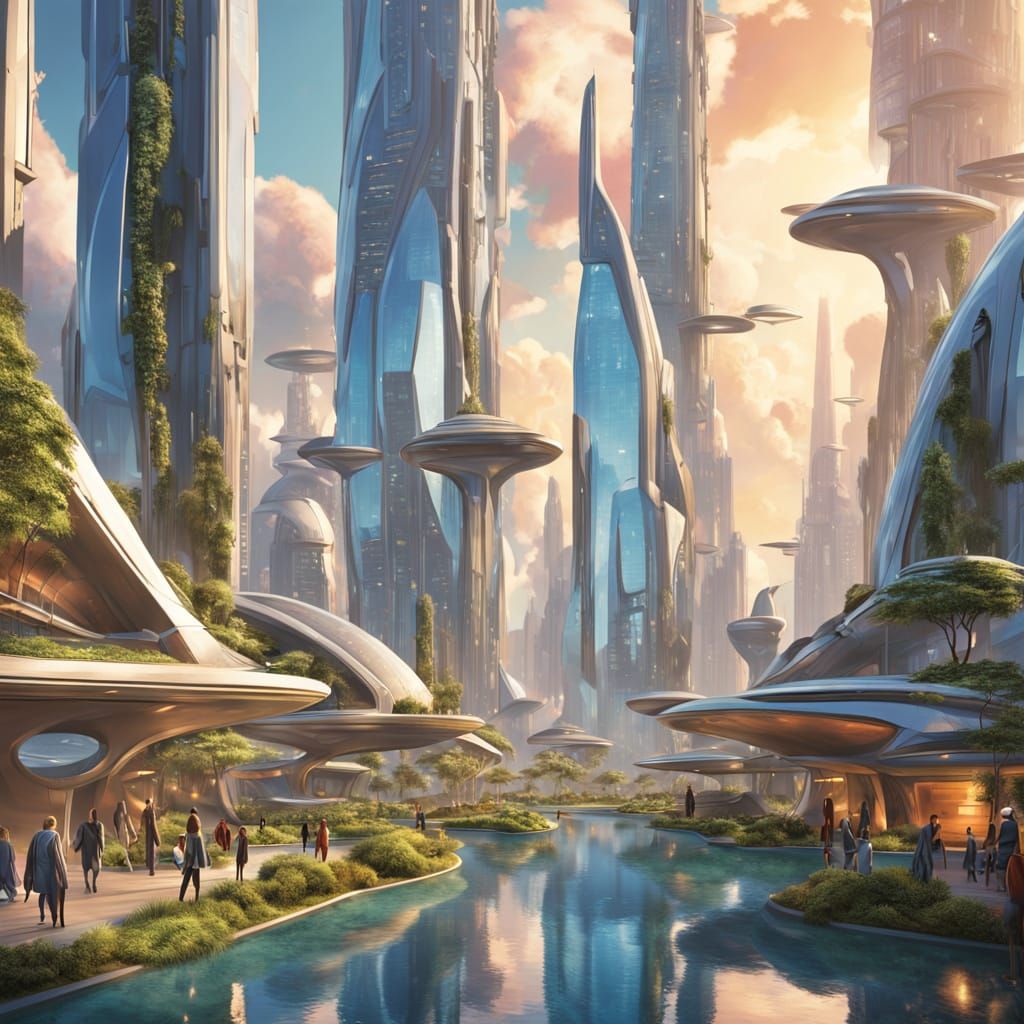 Futuristic Harmony in Vibrant Utopia